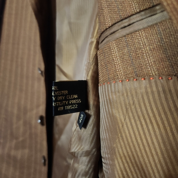 Loriano Collection Super 100's Cloth Brown Pinstripe Blazer 40R - Picture 8 of 10